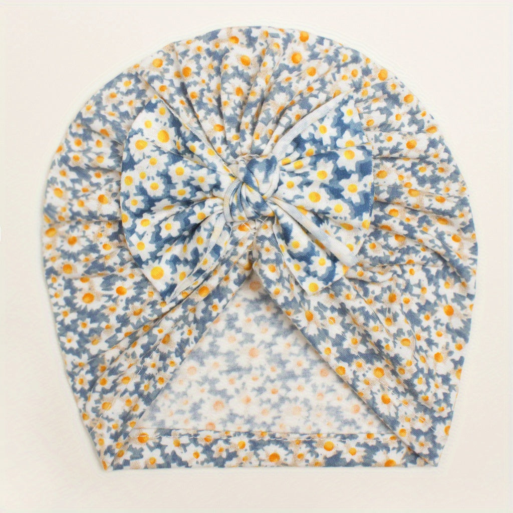 Small Floral Bow Baby Headscarf for 0-2 Year Olds