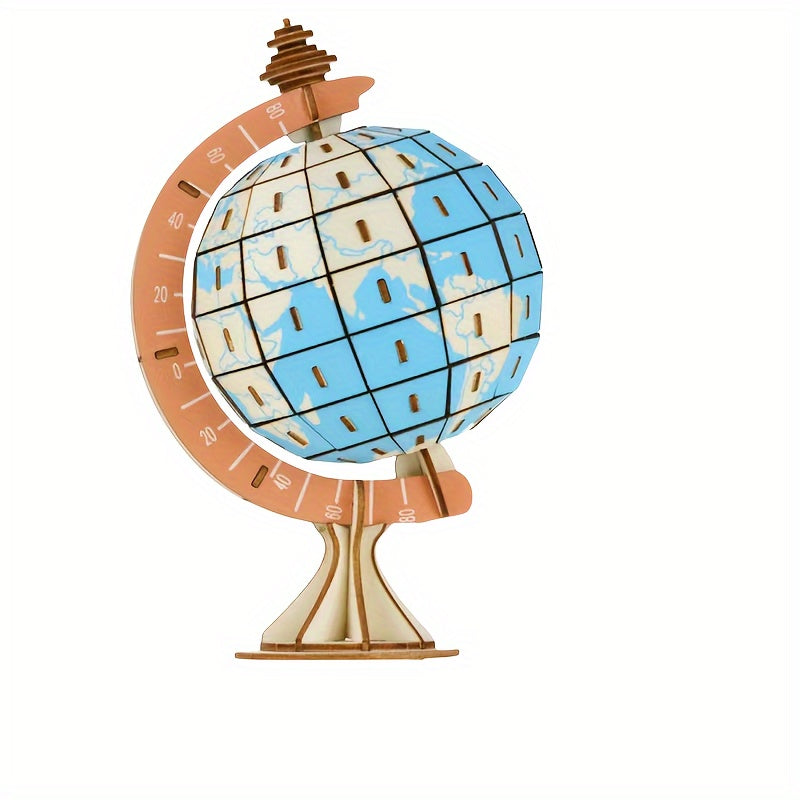 3D Wooden Globe Puzzle Earth Model Building Blocks Toy