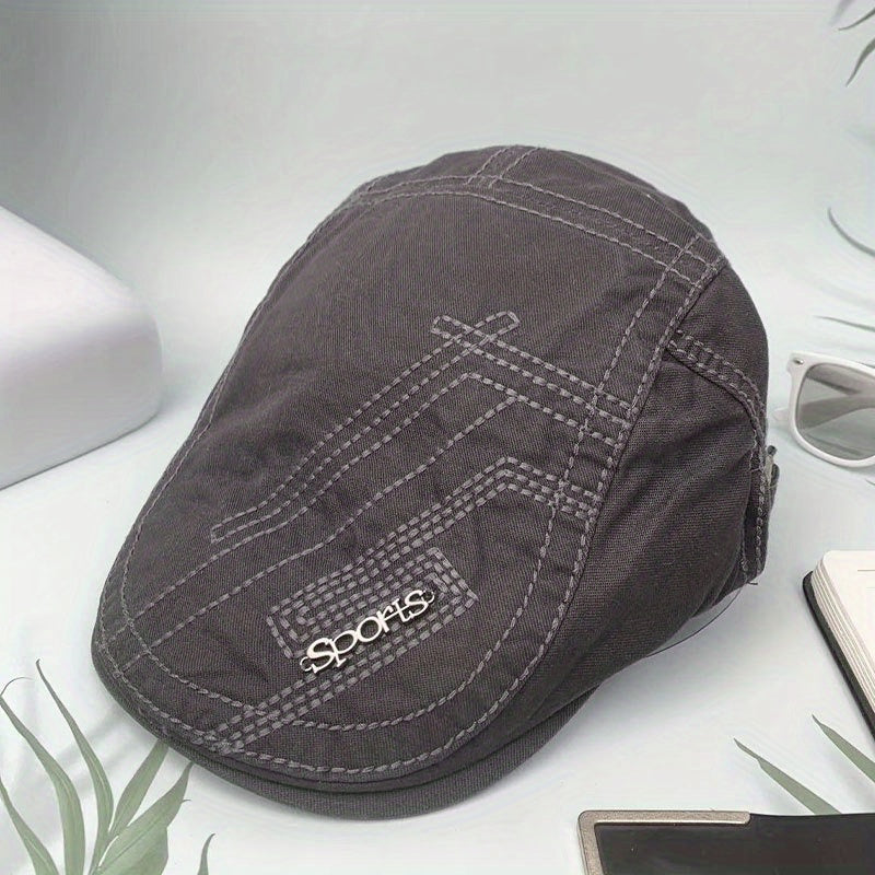 Men's Women's Metal Alphabet Label Beret British Summer Peaked Cap
