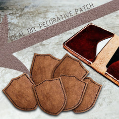 5pcs Laserable Shield Shaped Leather Patches w/ Adhesive