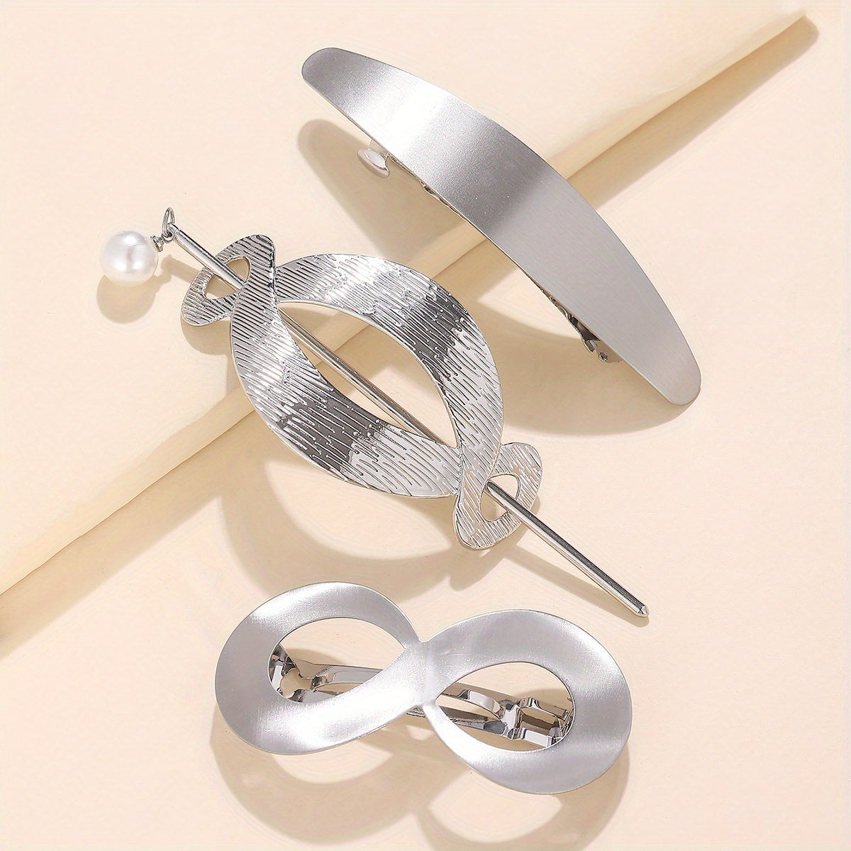 Vintage French Hair Clips Metal Stick Ponytail Holders Barrettes for Women Girls