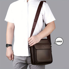 Men's Faux Leather Crossbody Bag with Adjustable Strap