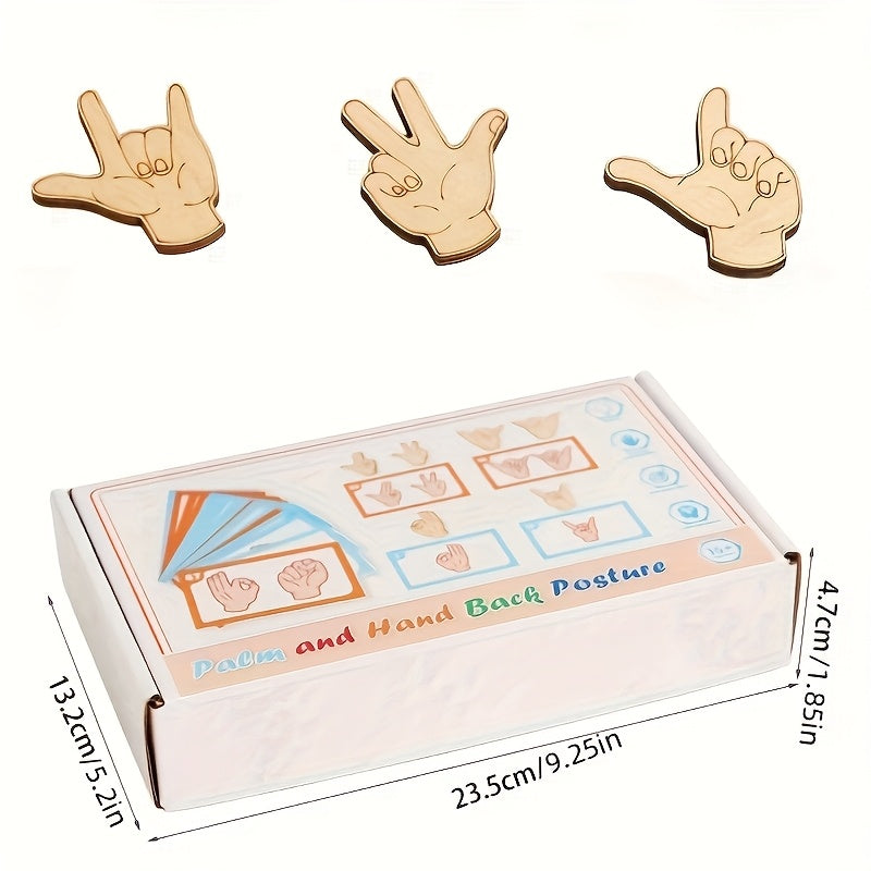 Wooden Gesture Matching Game Toy Hand Brain Coordination Logical Thinking