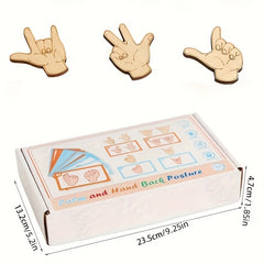 Wooden Gesture Matching Game Toy Hand Brain Coordination Logical Thinking