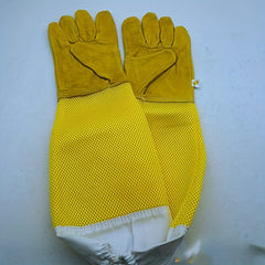 Leather Gloves Beekeeping Tools Anti-bee Anti Stinging Long Mesh Gloves Yellow