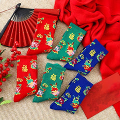 6 Pairs Floral Print Women's Mid Tube Socks Stockings