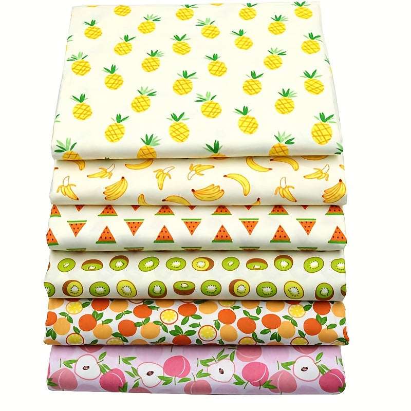 6pcs Fruits Series Printed Fabric Patchwork Cloth DIY Sewing