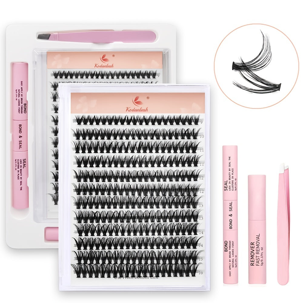 240pcs Cluster Lash Extensions Kit D Curling False Eyelashes Kit