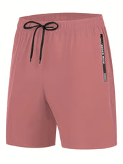 Men's Comfy Elastic Waist Drawstring Shorts Zipper Pocket
