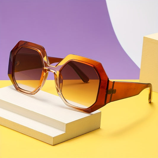 Y2K Polygon Sunglasses Jelly Gradient UV400 Sun Shades Glasses