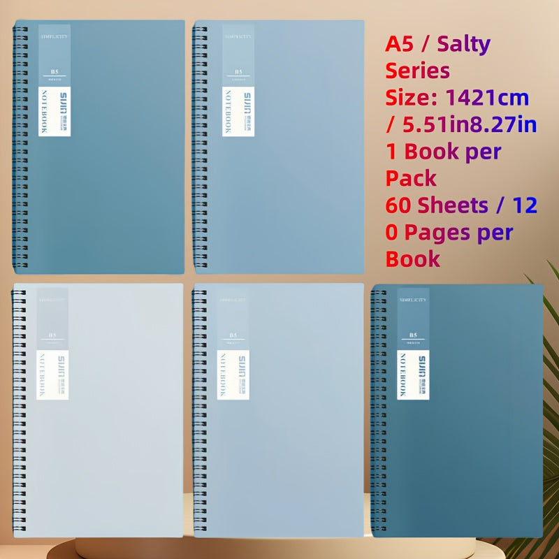 5 Minimalist Wire-O Notebooks Set A5/B5 Lined Memo Pads