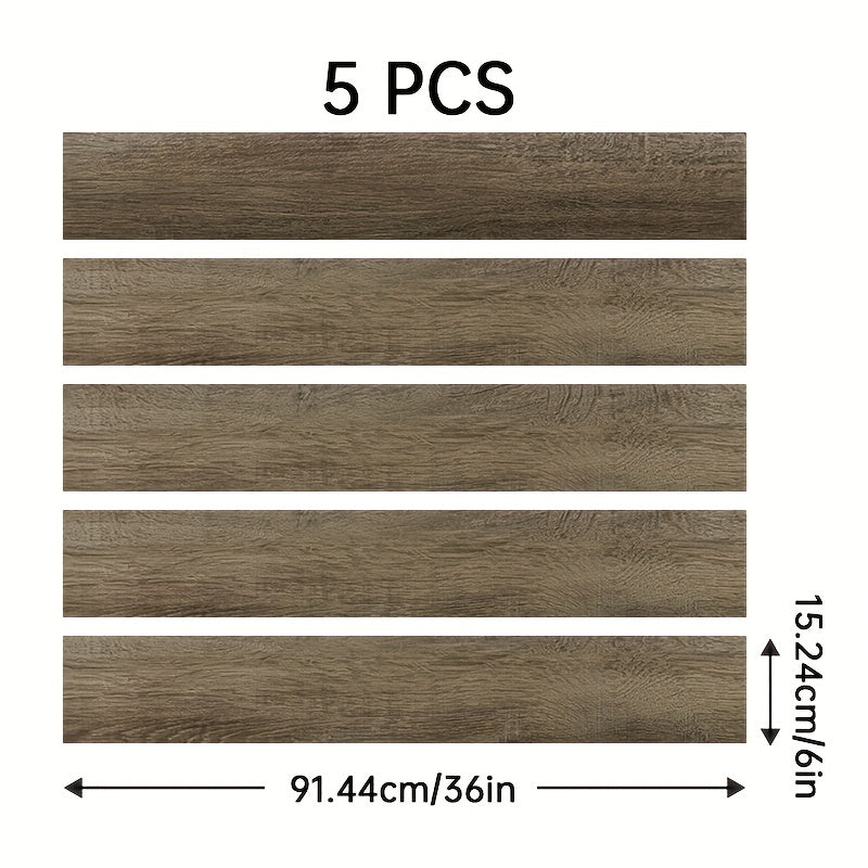 5pcs 6'' X 91 Wood Grain Floor Stickers Non Slip Self Adhesive Wall Stickers
