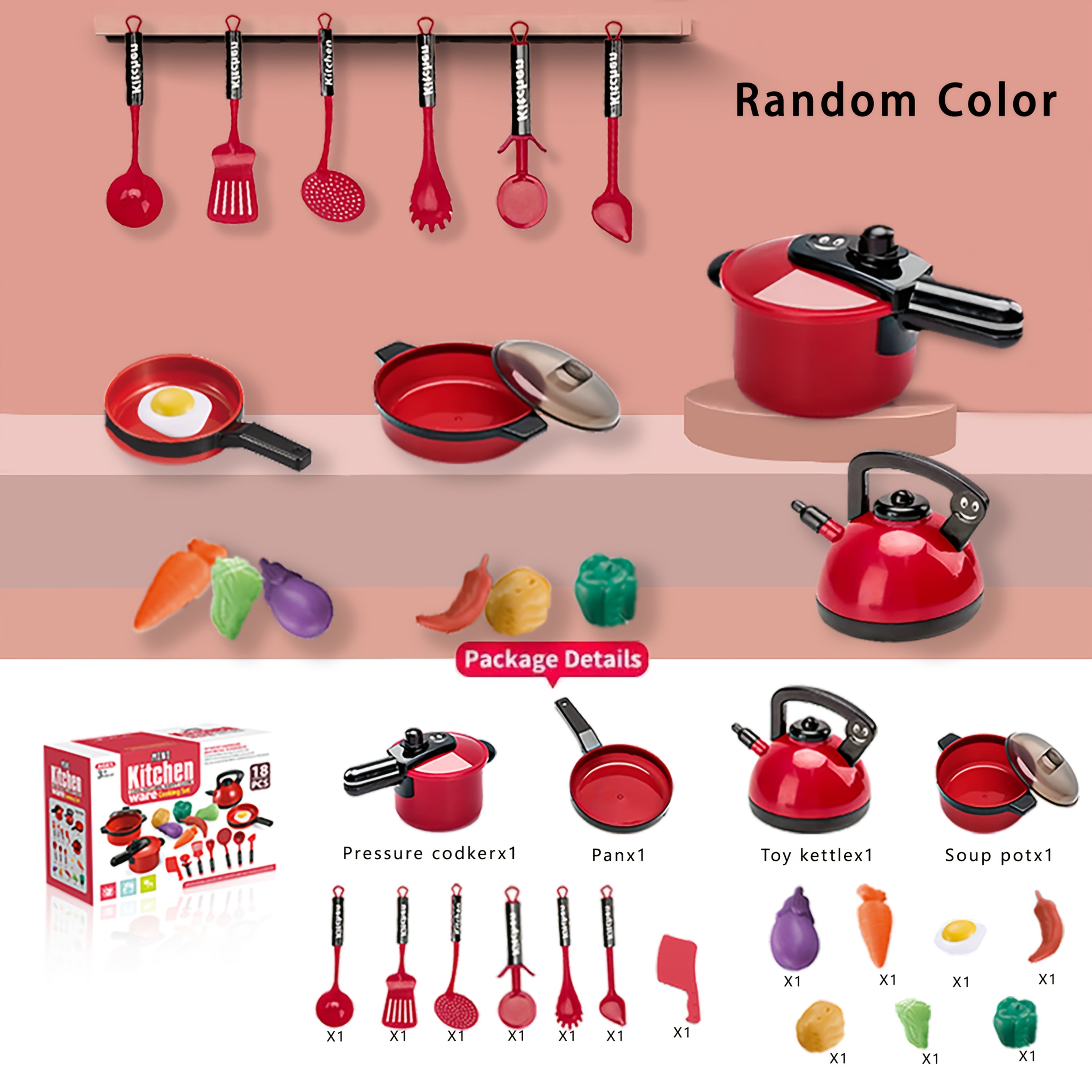 Kids Toy Kitchen Set for Pretend Cooking Ideal Learning Gift for Boys And Girls