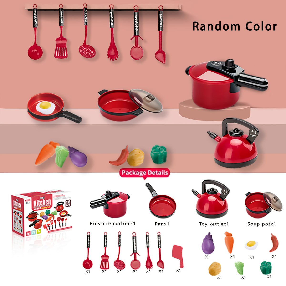 Kids Toy Kitchen Set for Pretend Cooking Ideal Learning Gift for Boys And Girls