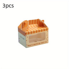 3pcs Puppet House Set Transparent Boxes for Dollhouse Furniture & Desserts