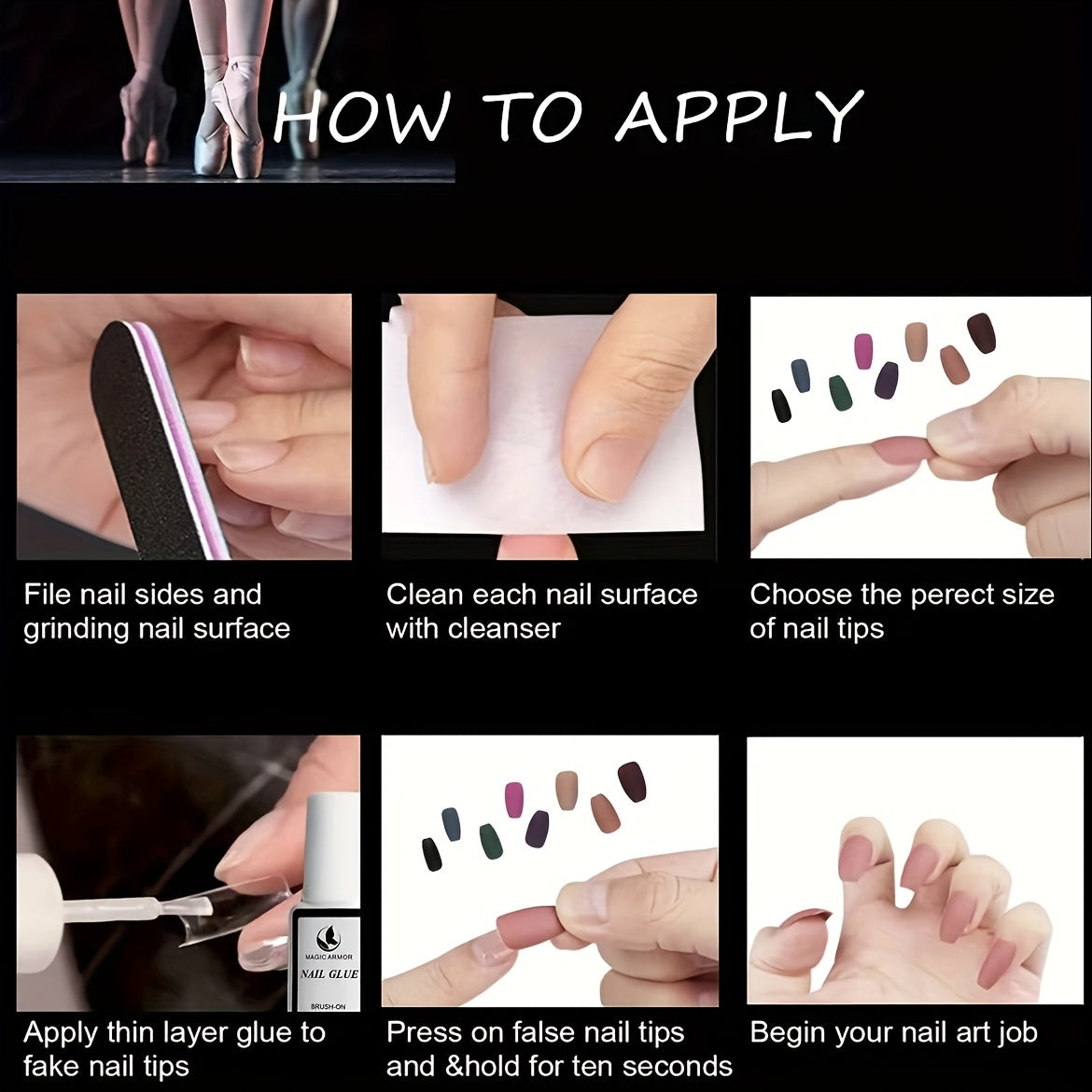 288pcs Matte Press On Nails for Women - Short Oval Frosted False Nails