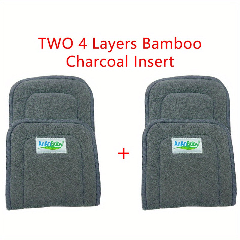 2pcs 3 Layers Microfiber Diaper Insert 4 Layers Bamboo Charcoal Insert