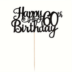 Glitter Happy 60th Birthday Cake Topper - Fabulous Party Decor