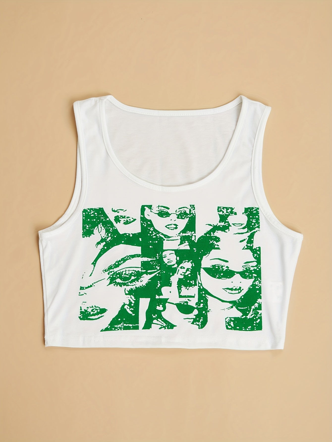 Y2K Portrait Print Tank Top Sleeveless Summer Top Women's Clothing