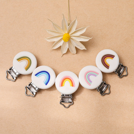 Colorful Rainbow Pacifier Clip for Babies 0-24 Months