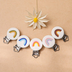 Colorful Rainbow Pacifier Clip for Babies 0-24 Months