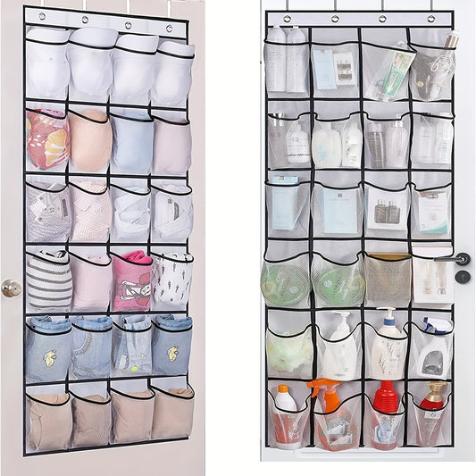 Over The Door Shoe Rack with 28 Large Mesh Pockets Organizer