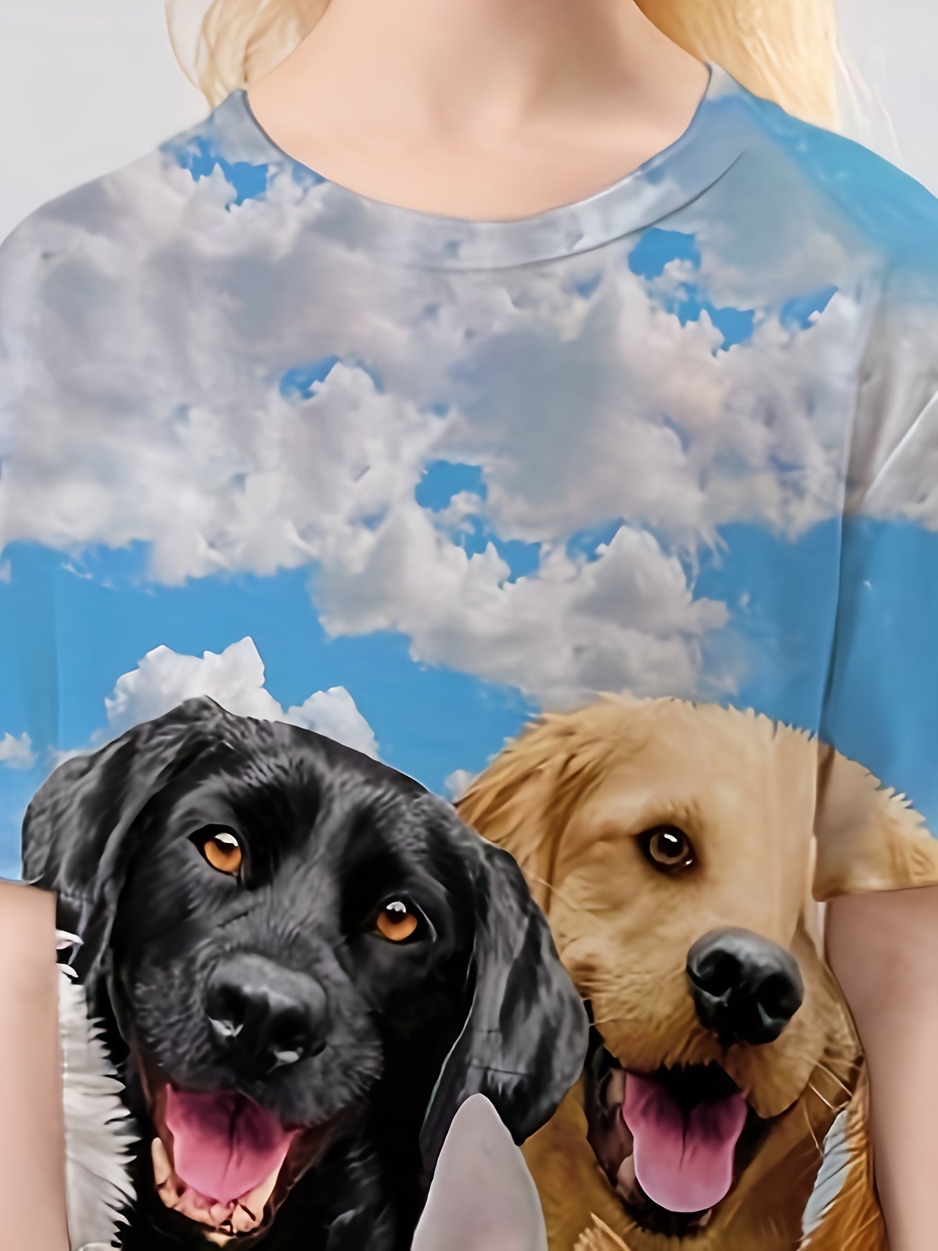 Girls Puppy Graphic Crew Neck Short Sleeve T shirt For Summer Gift