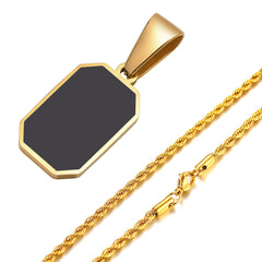 Geometric Square Necklace Enamel Rectangle Pendant Men