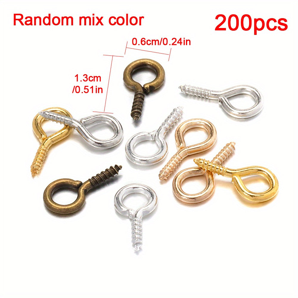200pcs Alloy Eye Hook Screw Pins for DIY Jewelry Making