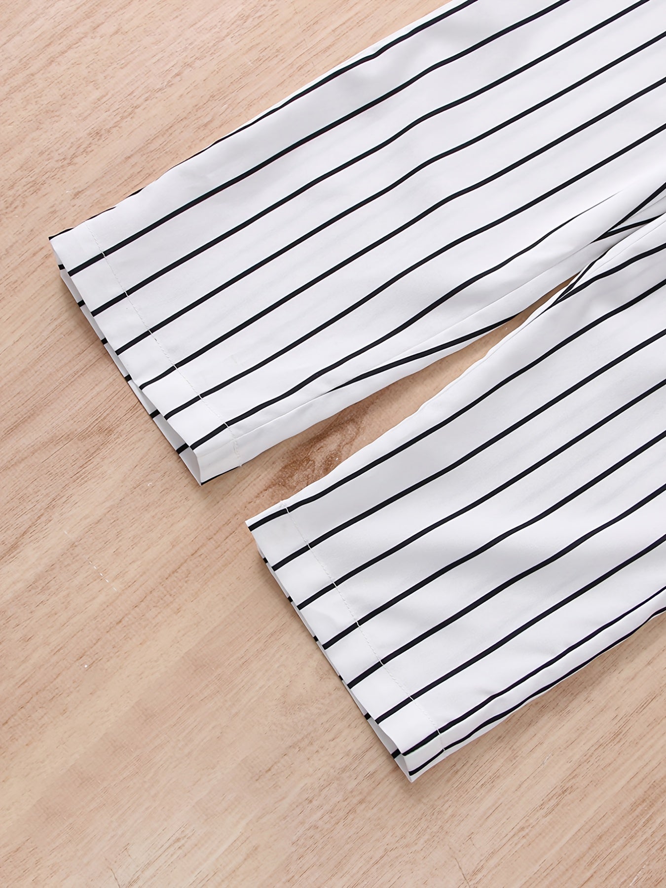Girls Striped Ruffle Trim Button Belted Cami Jumpsuit Romper