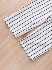 Girls Striped Ruffle Trim Button Belted Cami Jumpsuit Romper