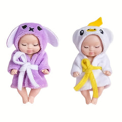 2pcs Rebirth Princess Dolls Soft Cuddly Adorable Friends in Pink And Bathrobes