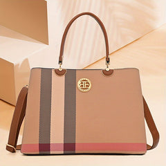 Stylish PU Leather Tote Bag for Women with Zipper Closure