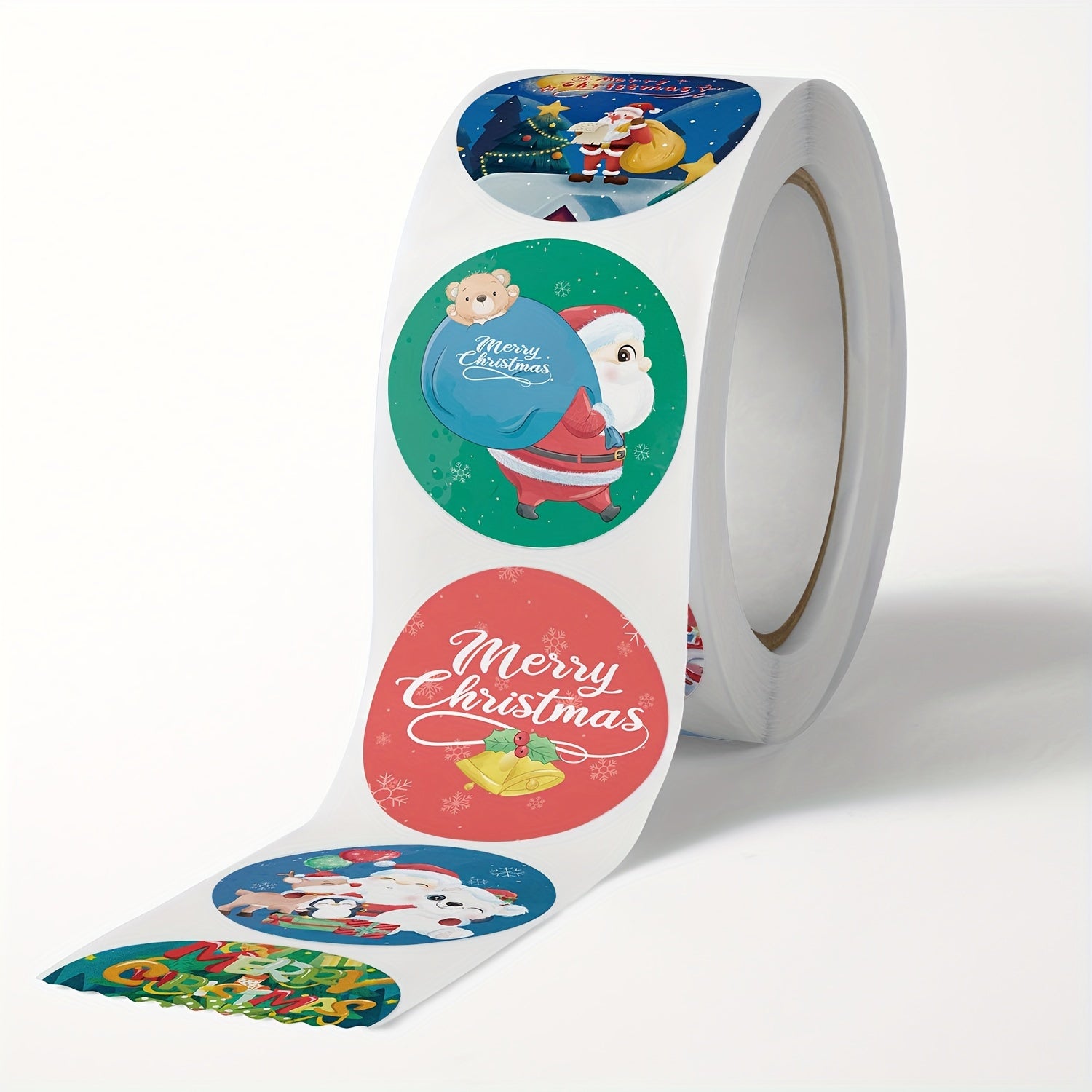 500pcs Christmas Decorative Gift Stickers - 8 Patterns Self-adhesive Labels