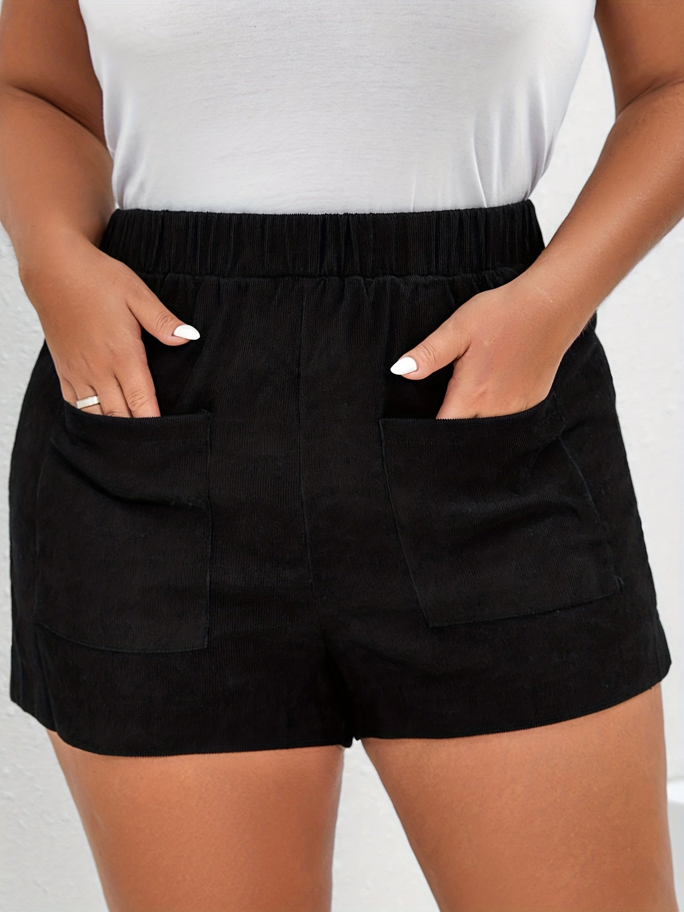  Solid High Rise Shorts with Pockets