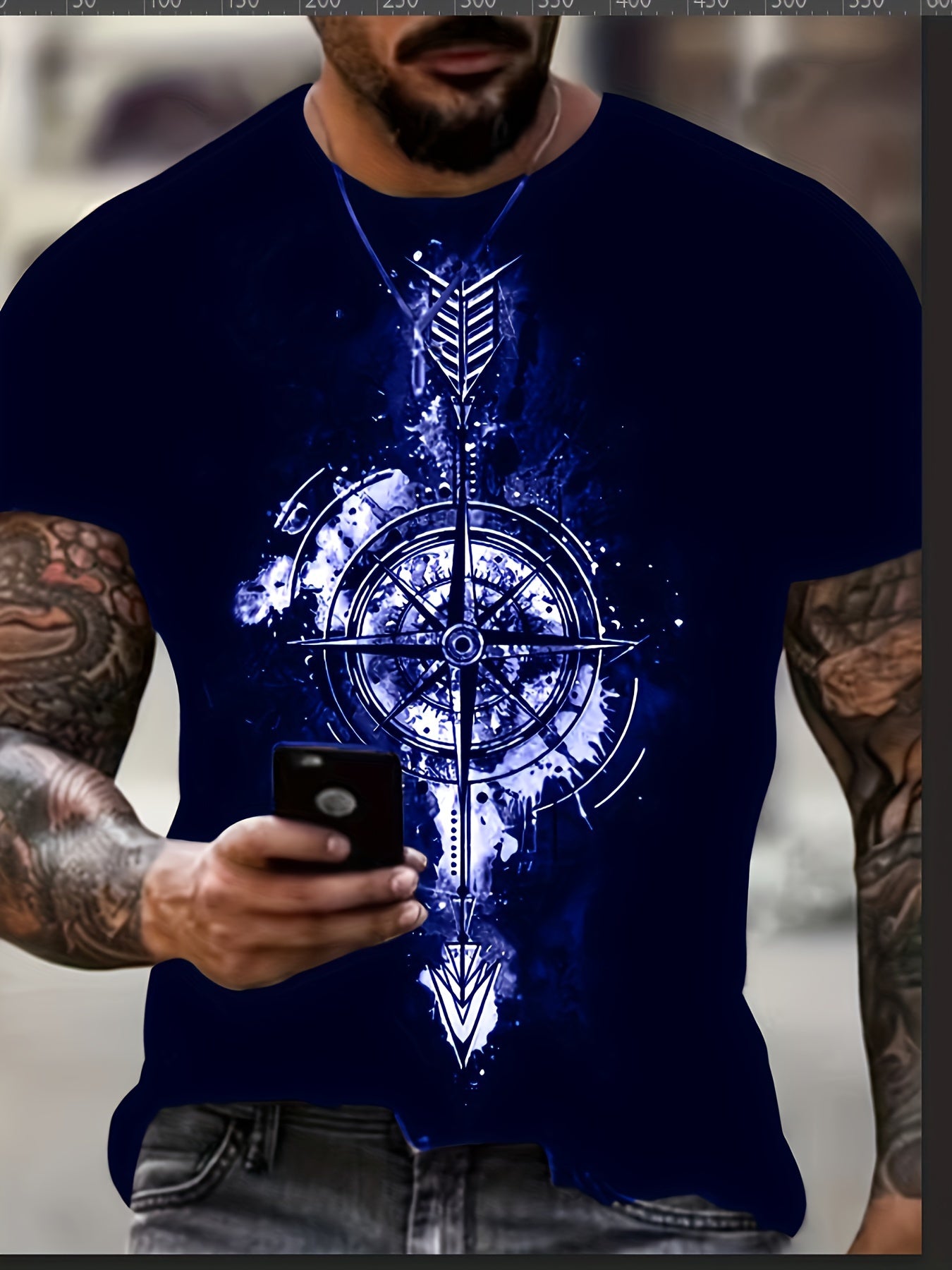 Vintage Compass Graphic Tee for Men Active Breathable and Stretchy