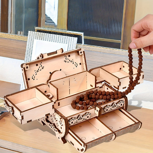 Antique Jewel Box 3D Wooden Puzzle Model Kits DIY Home Decoration