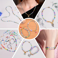 Polymer Clay Beads Kit 24 Colors with Letters Beads and Pendant Charms