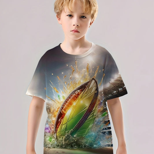 American Football 3D Print T Shirt Tees For Kids Boys Short Sleeve Top