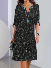  Dalmatian Print Notched Neck Dress