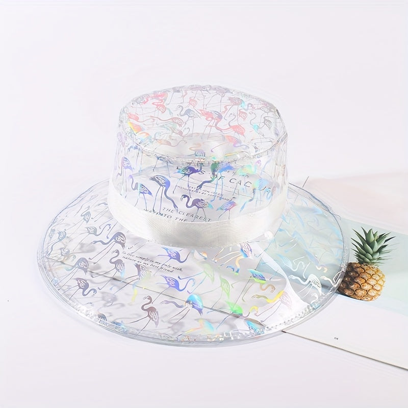 Transparent PVC Bucket Hat Wide Brim Waterproof Rain Sun Hat