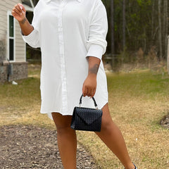  Button Up Long Sleeve Shirt Dress