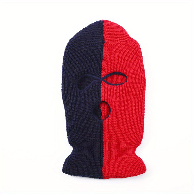 Mens Three Hole Cap Warm Two Knit Cap Cycling Cap