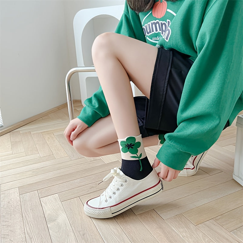 Women's Flowers Pattern Breathable Socks Tulip Candy Socks