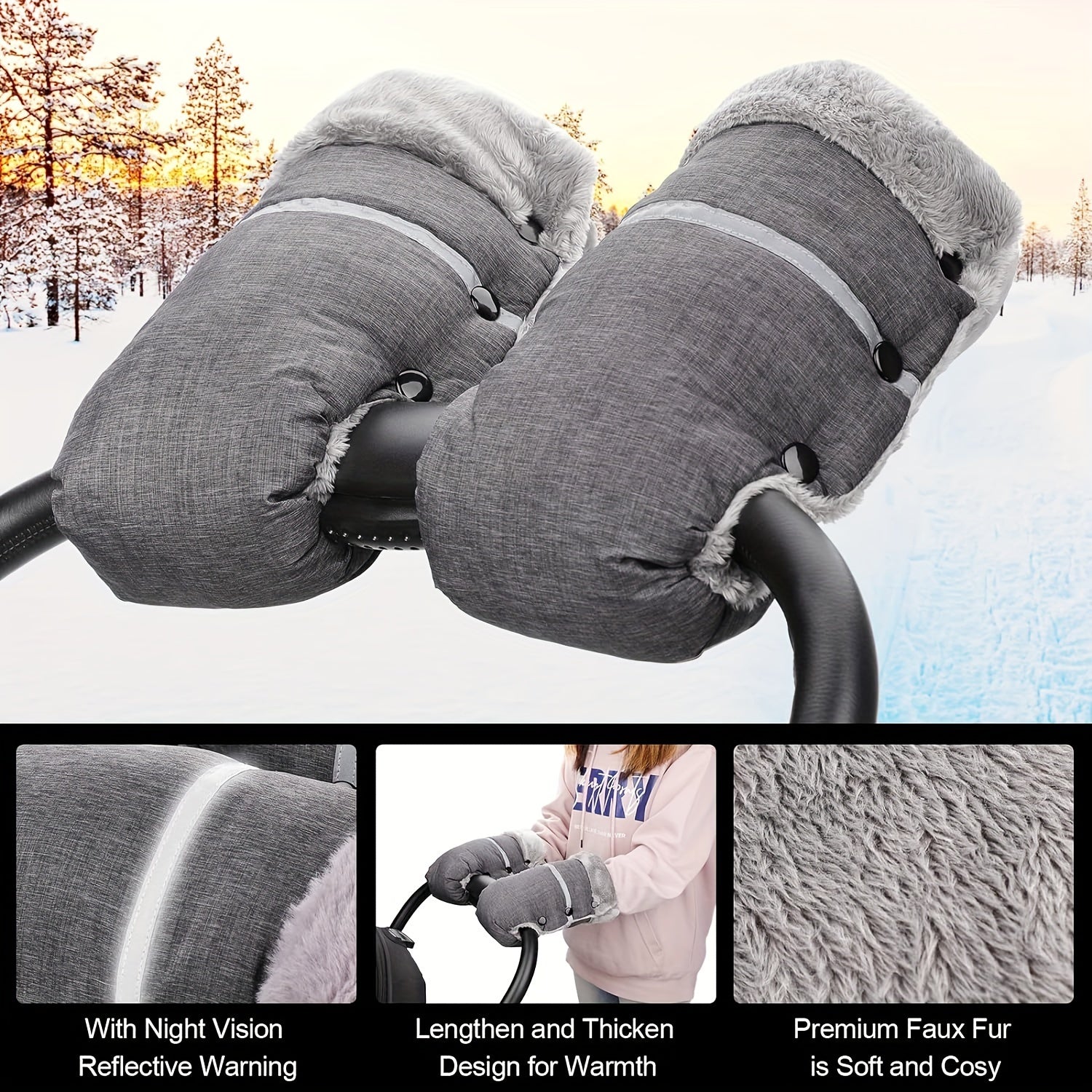 All-Weather Stroller Handlebar Gloves Insulated Grip Covers