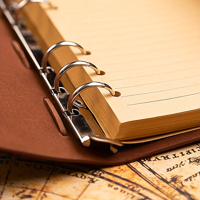 Vintage A6 Notebook with 160 Replaceable Pages and Metal Accessories