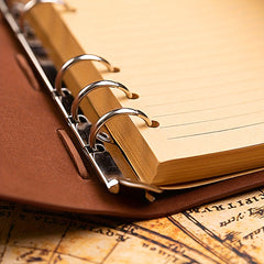 Vintage A6 Notebook with 160 Replaceable Pages and Metal Accessories