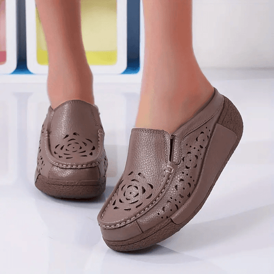 Women's Hollow Out Mules Slip On Platform Shoes