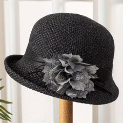 Women's Bucket Hat with Flower Decor Sunshade Fedora