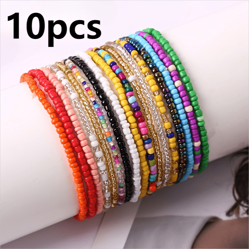 10pcs Bohemian Rice Bead Bracelet Anklet Girl's Gift